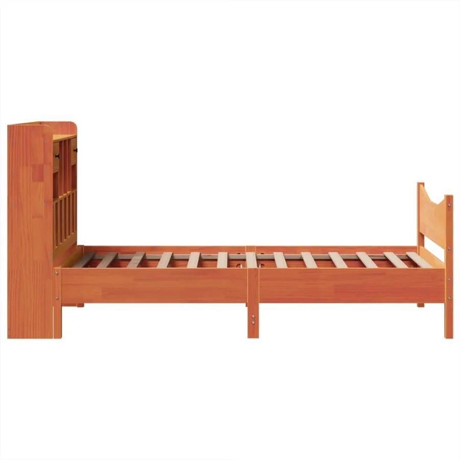 Cadre de lit sans matelas cire marron 75x190 cm bois pin massif - 7