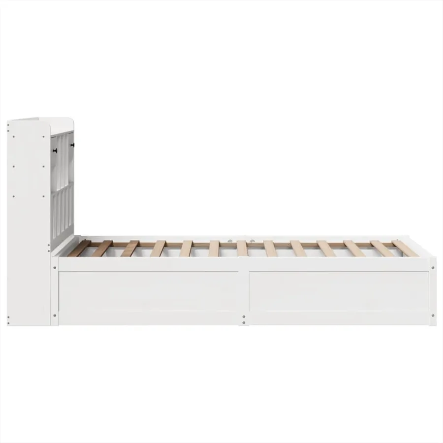 Cadre de lit sans matelas blanc 75x190 cm bois de pin massif - 6