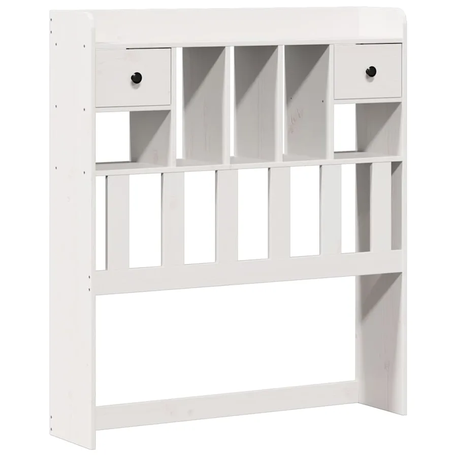 Lit bibliothèque sans matelas blanc 75x190cm bois de pin massif - 7