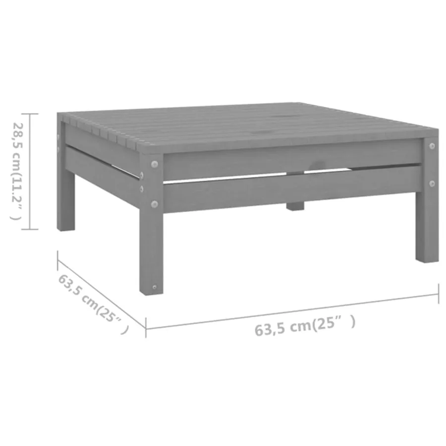 Salon de jardin 4 pcs Gris Bois de pin massif - 12
