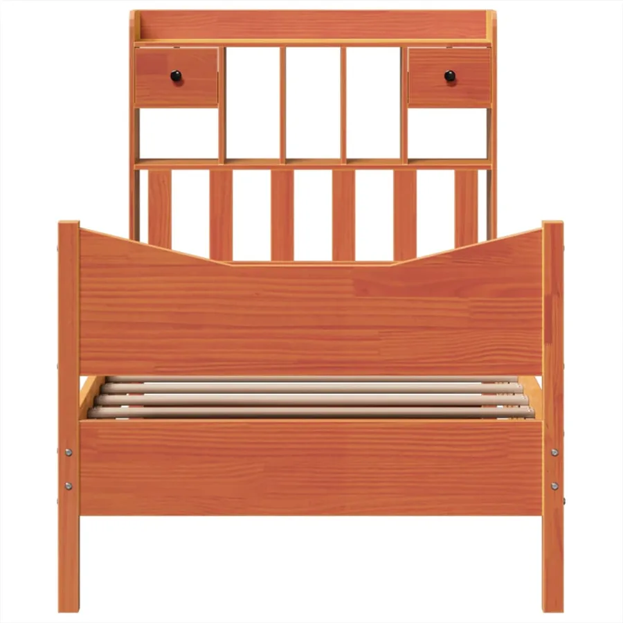 Cadre de lit sans matelas cire marron 100x200cm bois pin massif - 4