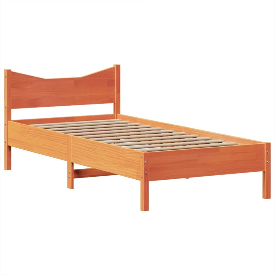 Cadre de lit sans matelas cire marron 100x200cm bois pin massif - 5