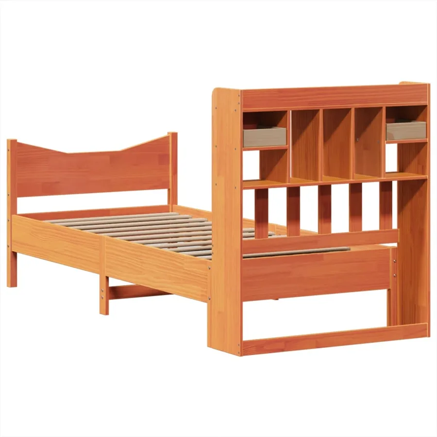Cadre de lit sans matelas cire marron 100x200cm bois pin massif - 8