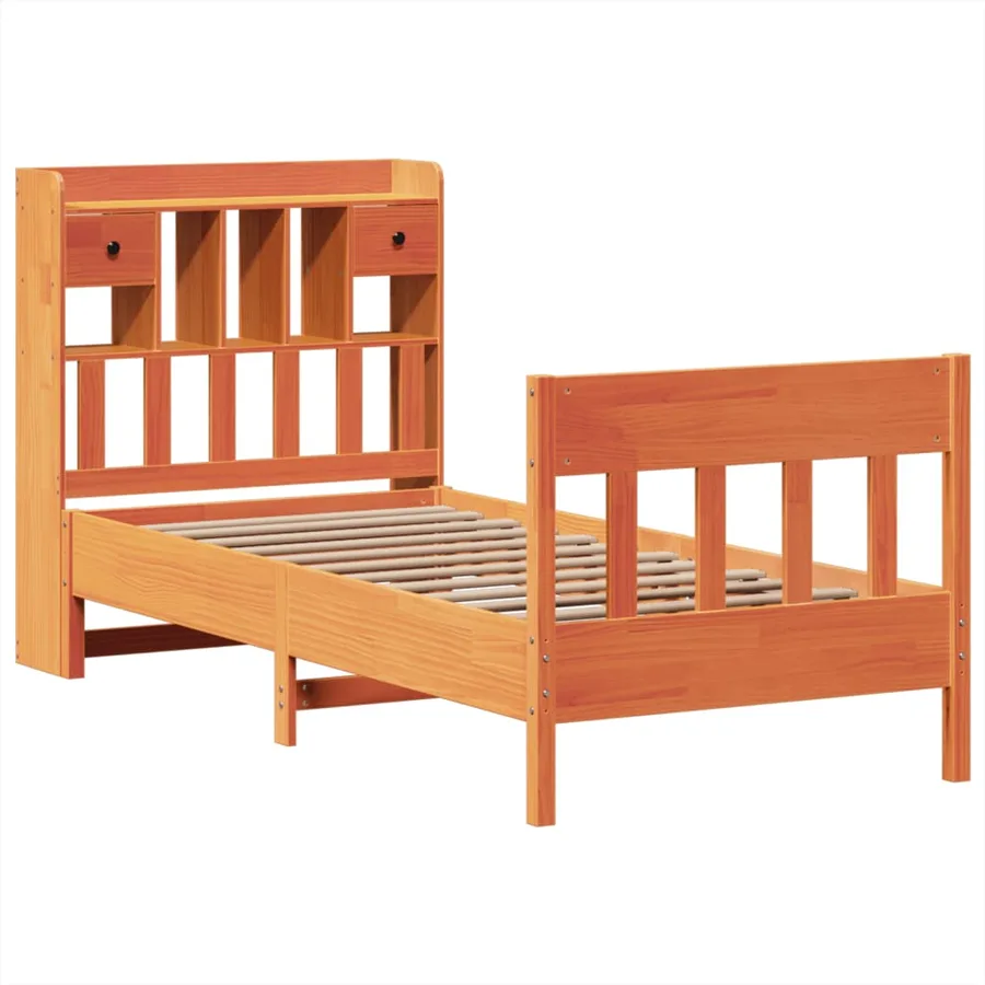 Cadre de lit sans matelas cire marron 100x200cm bois pin massif - 3