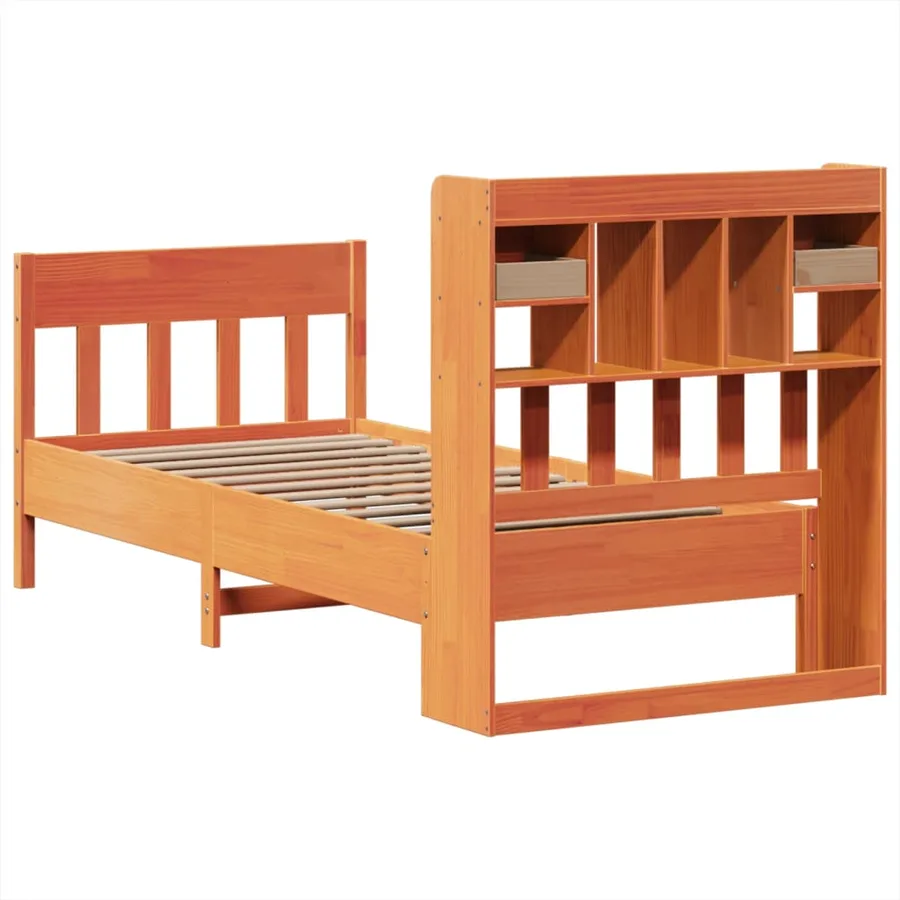 Cadre de lit sans matelas cire marron 100x200cm bois pin massif - 8