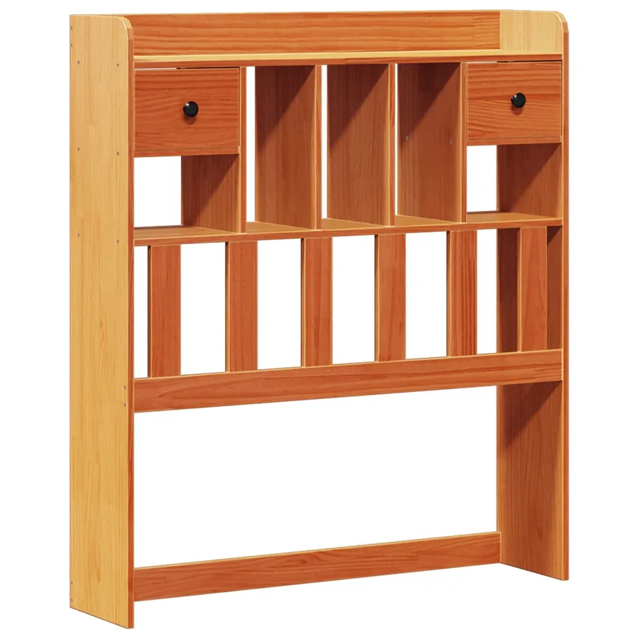 Lit bibliothèque sans matelas cire marron 100x200 cm pin massif - 7