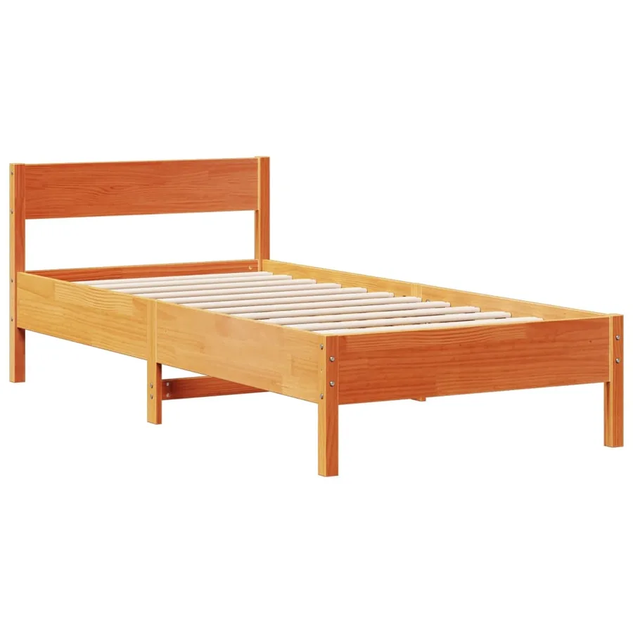 Lit bibliothèque sans matelas cire marron 100x200 cm pin massif - 8