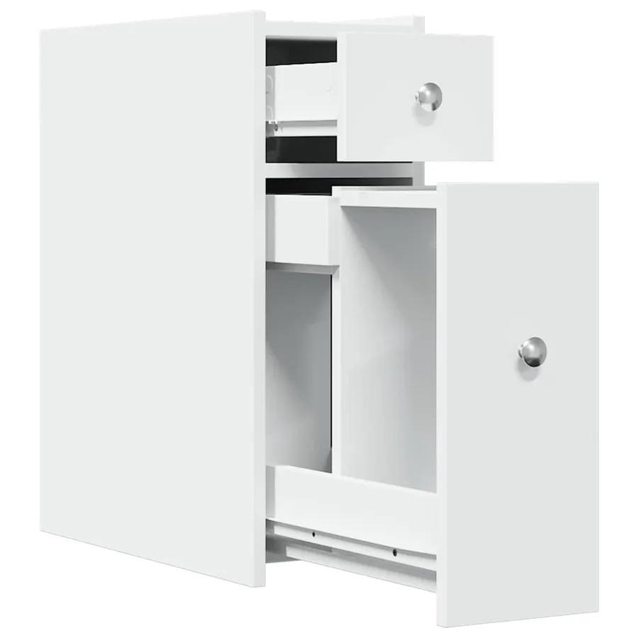 Armoire de salle de bain étroite avec roulettes blanc - 7