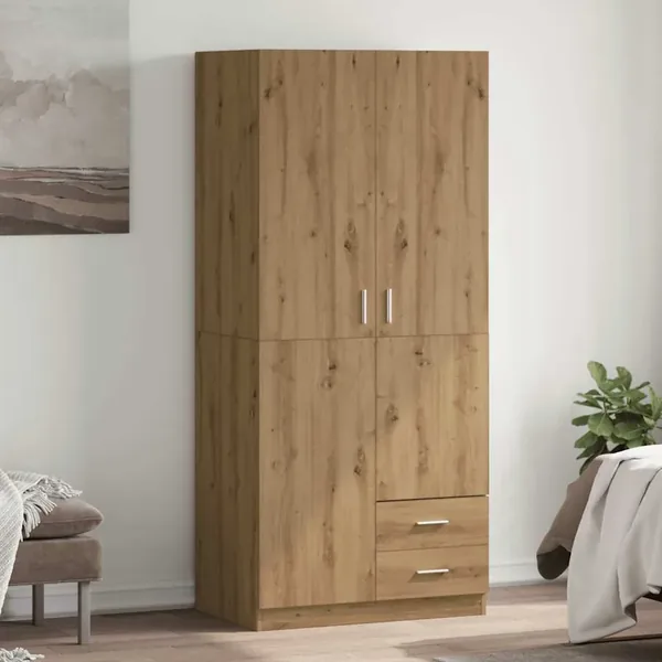 Garde-robe chêne artisanal 80x52x180 cm bois d'ingénierie