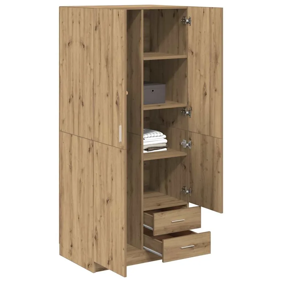 Garde-robe chêne artisanal 80x52x180 cm bois d'ingénierie - 3