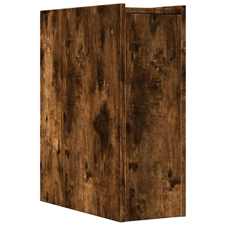 Armoire de salle de bain étroite avec roulettes chêne fumé - 6