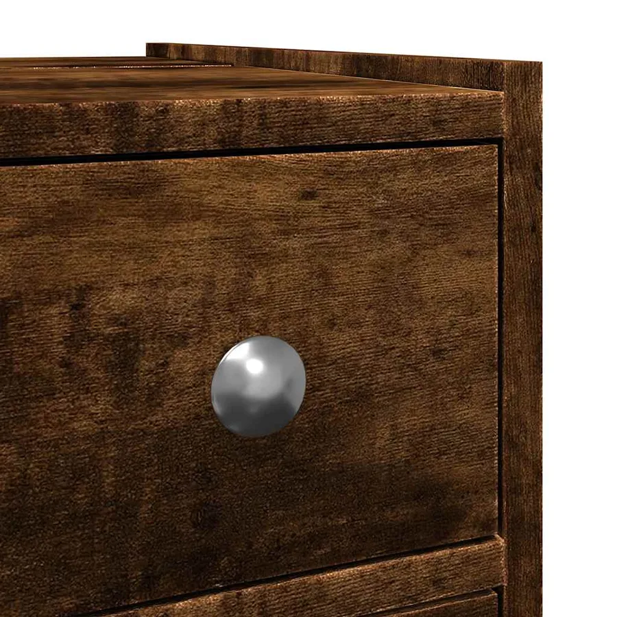 Armoire de salle de bain étroite avec roulettes chêne fumé - 9