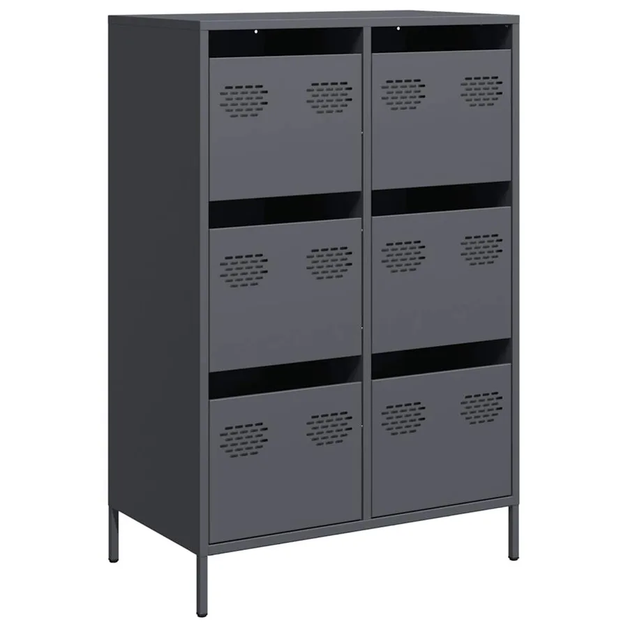 Buffet haut anthracite 68x39x101,5 cm acier - 2