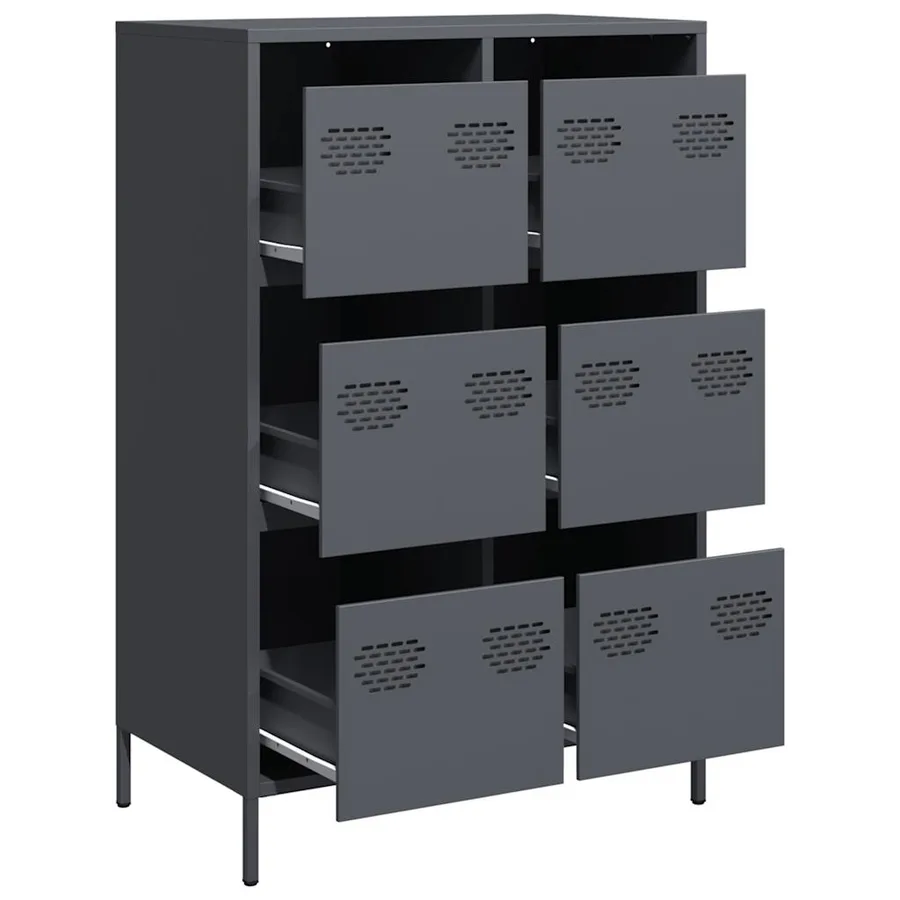 Buffet haut anthracite 68x39x101,5 cm acier - 4