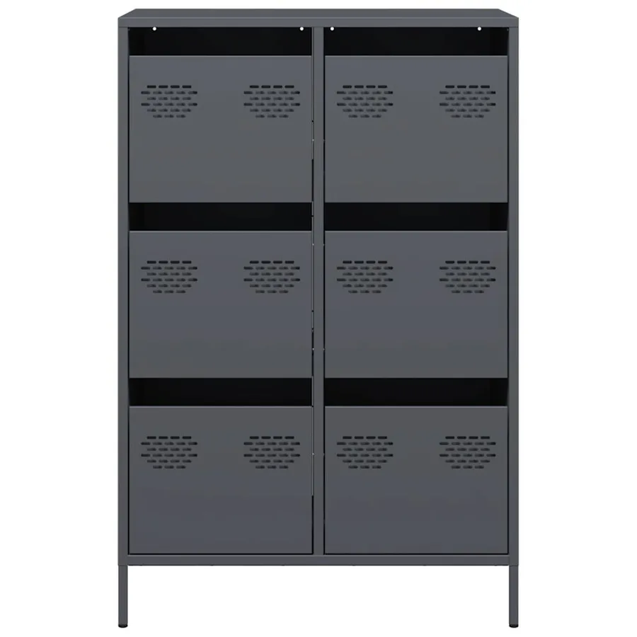 Buffet haut anthracite 68x39x101,5 cm acier - 5