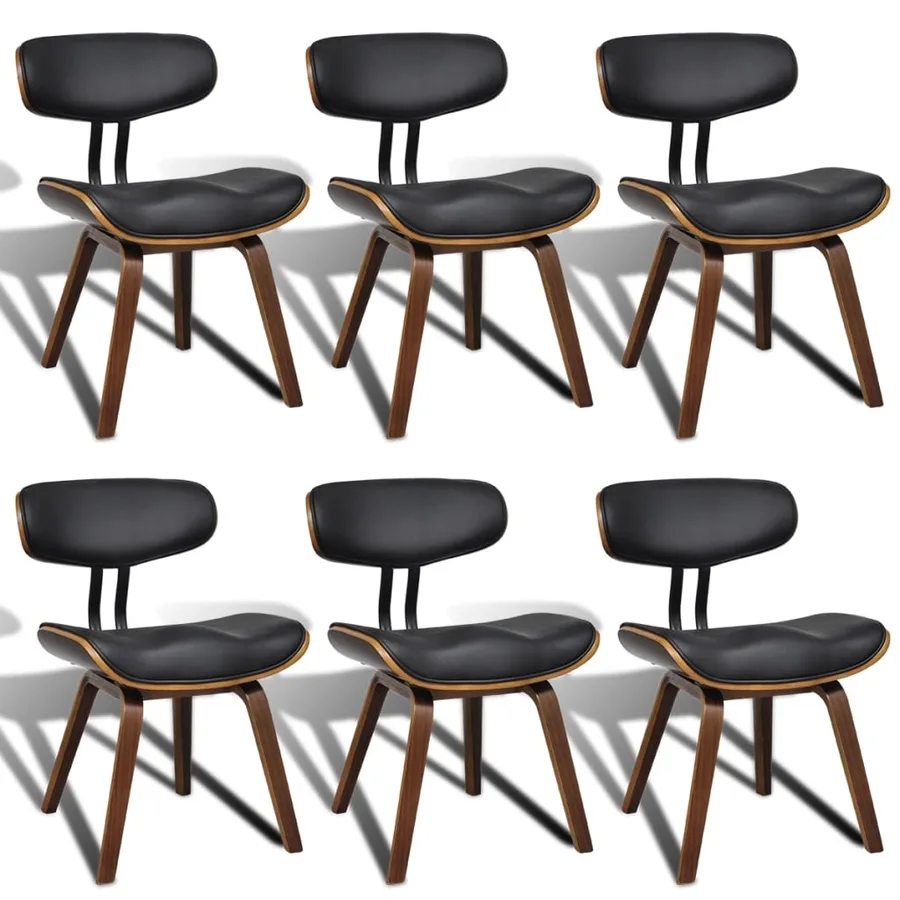 Chaises à manger lot de 6 bois courbé et similicuir - 2