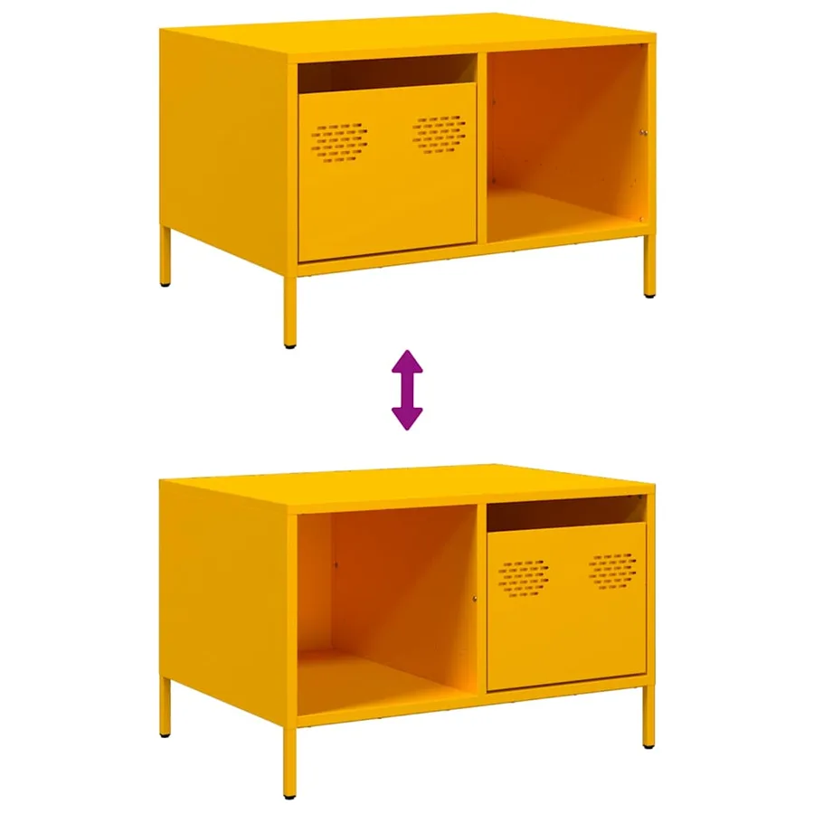 Table basse jaune moutarde 68,5x50x43,5 cm acier laminé à froid - 10