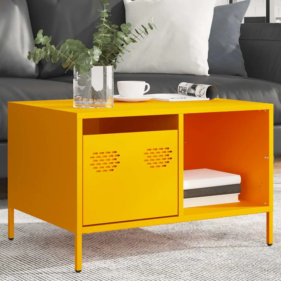 Table basse jaune moutarde 68,5x50x43,5 cm acier laminé à froid - 4