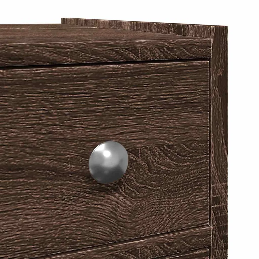 Armoire de salle de bain étroite avec roulettes chêne marron - 9
