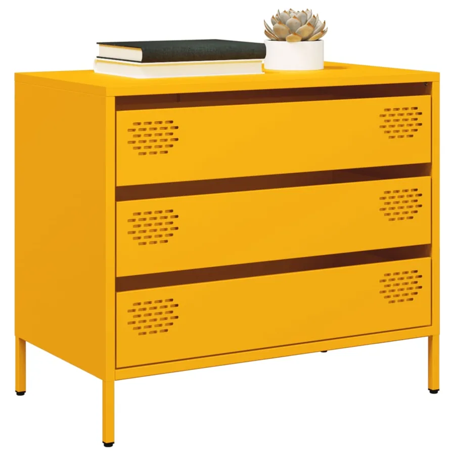 Buffet jaune moutarde 68x39x58,5 cm acier laminé à froid