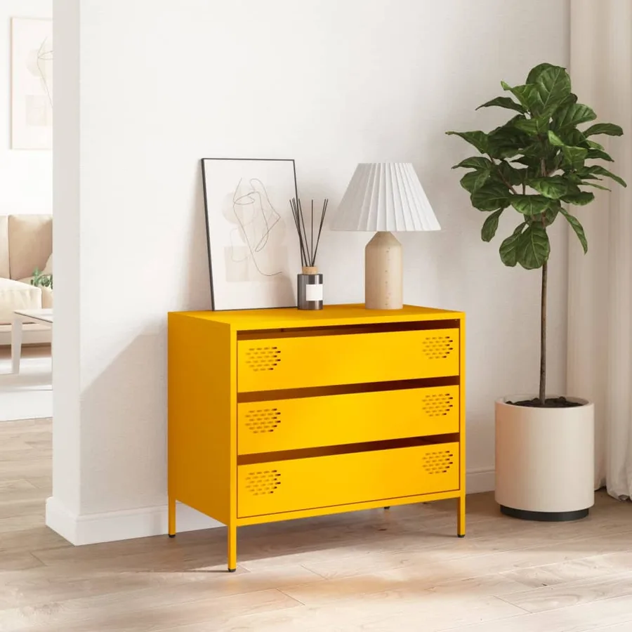 Buffet jaune moutarde 68x39x58,5 cm acier laminé à froid - 3