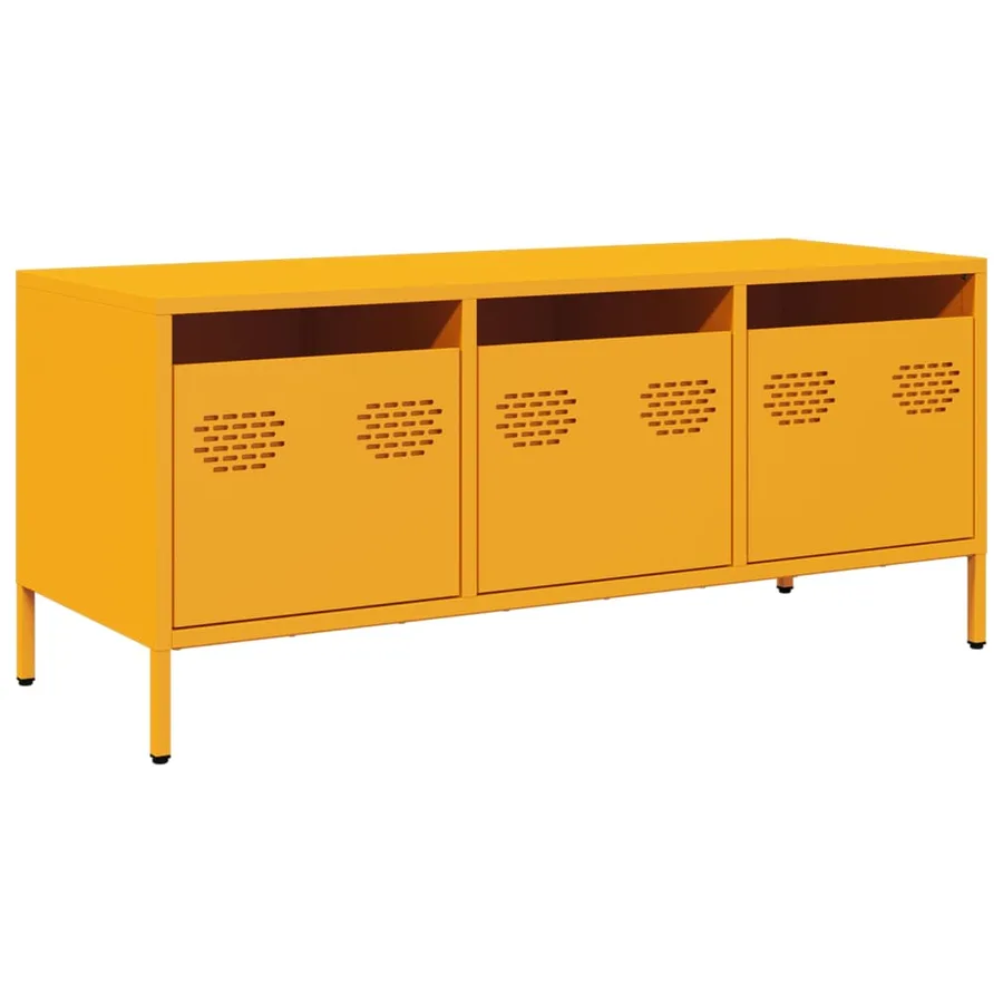 Meuble TV jaune moutarde 101,5x39x43,5 cm acier laminé à froid - 2