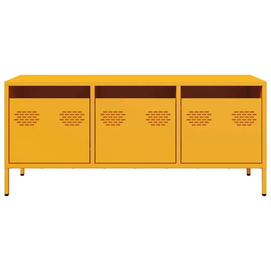 Meuble TV jaune moutarde 101,5x39x43,5 cm acier laminé à froid - 4