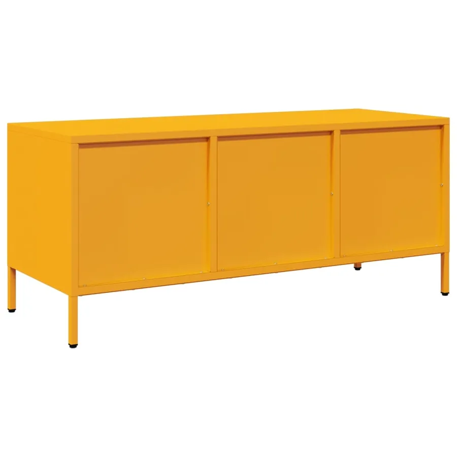 Meuble TV jaune moutarde 101,5x39x43,5 cm acier laminé à froid - 7