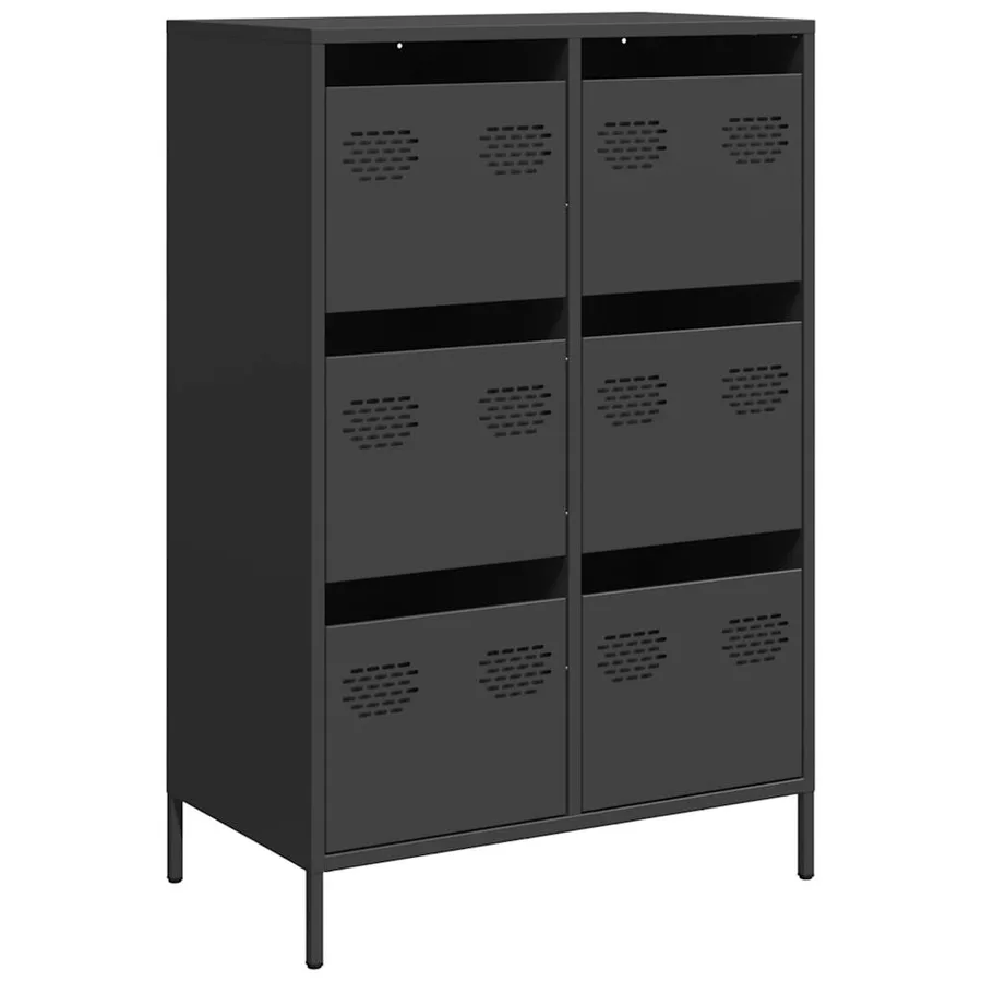 Buffet haut noir 68x39x101,5 cm acier - 2