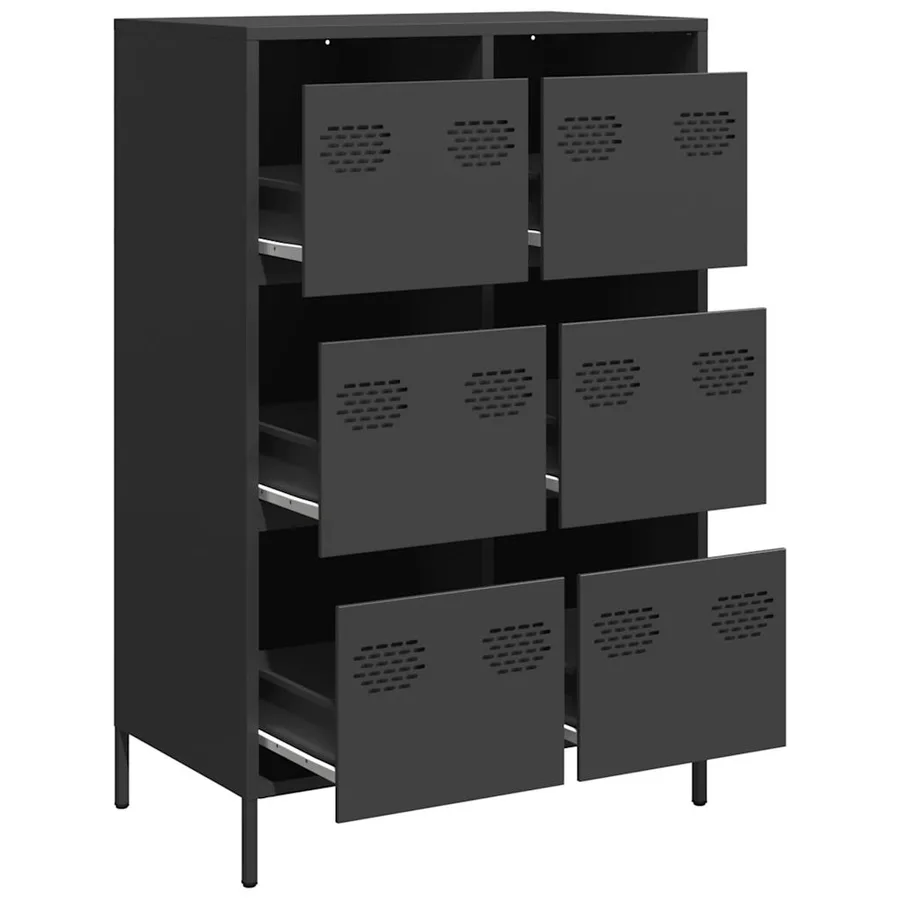 Buffet haut noir 68x39x101,5 cm acier - 4