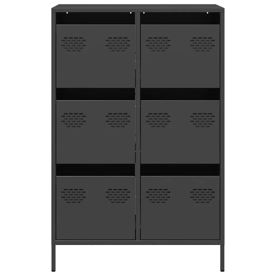 Buffet haut noir 68x39x101,5 cm acier - 5