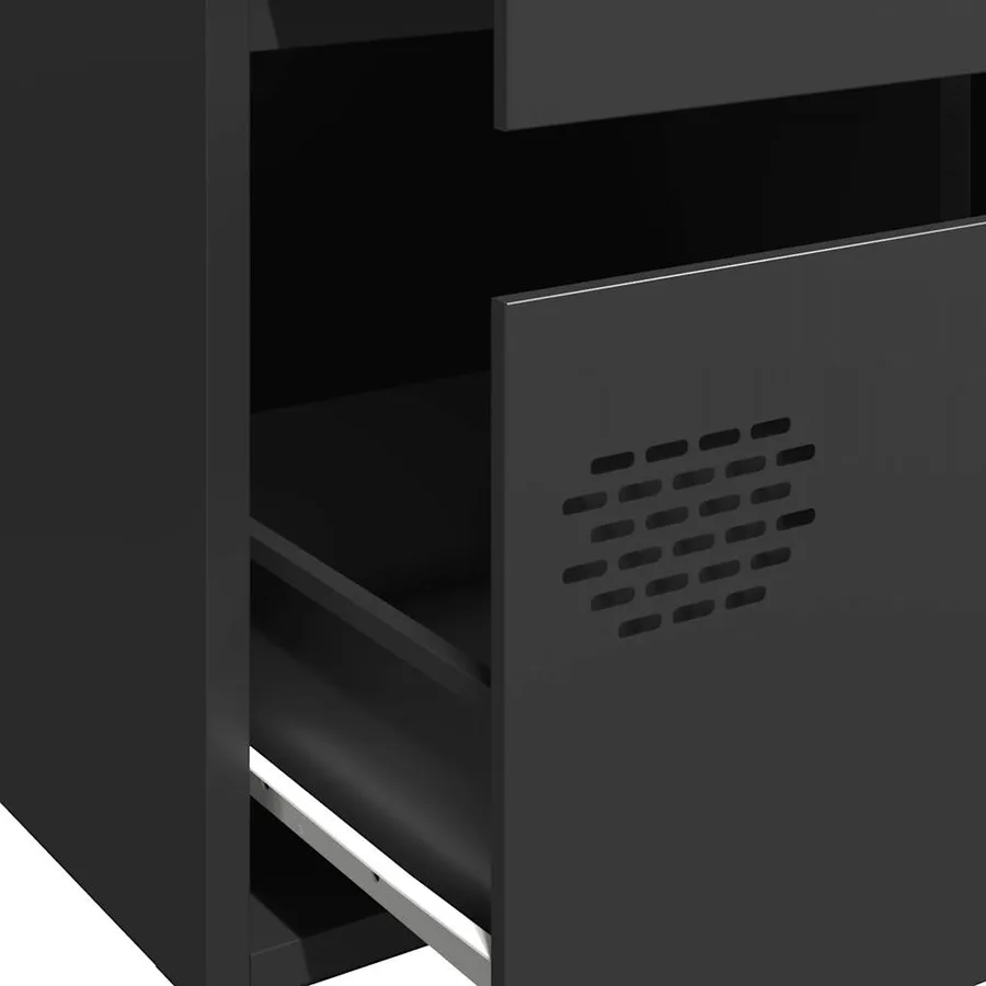 Buffet haut noir 68x39x101,5 cm acier - 9