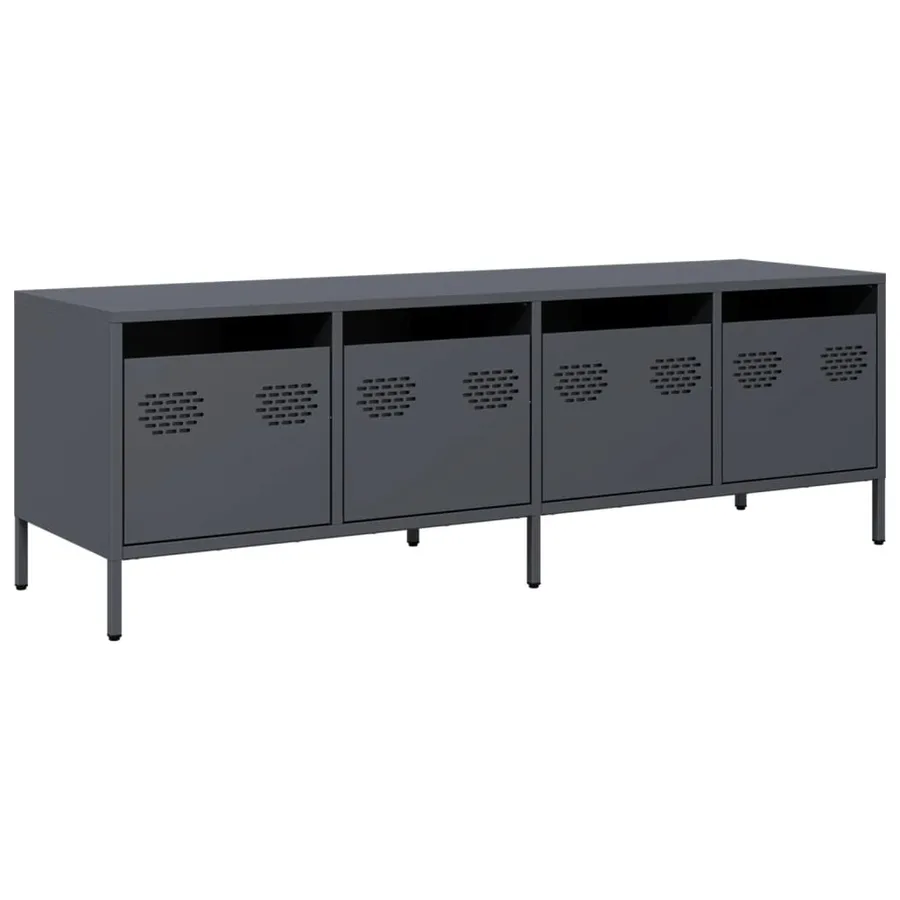 Meuble TV anthracite 135x39x43,5 cm acier laminé à froid - 2