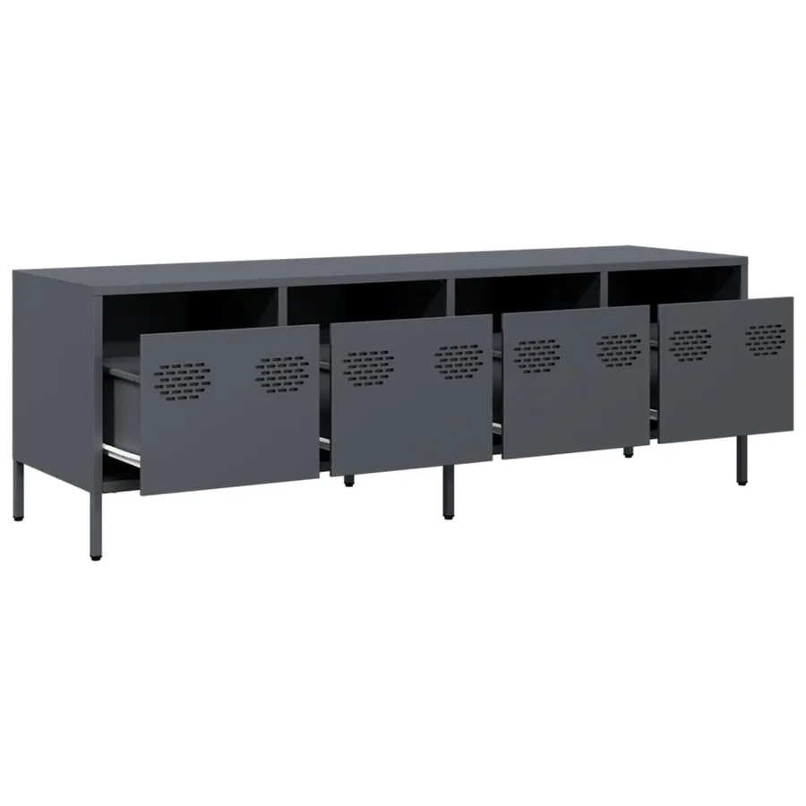 Meuble TV anthracite 135x39x43,5 cm acier laminé à froid - 5