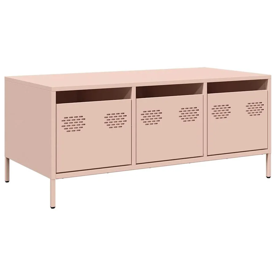 Table basse rose 101,5x50x43,5 cm acier laminé à froid - 2