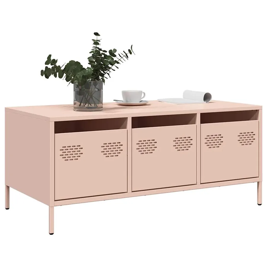 Table basse rose 101,5x50x43,5 cm acier laminé à froid - 3