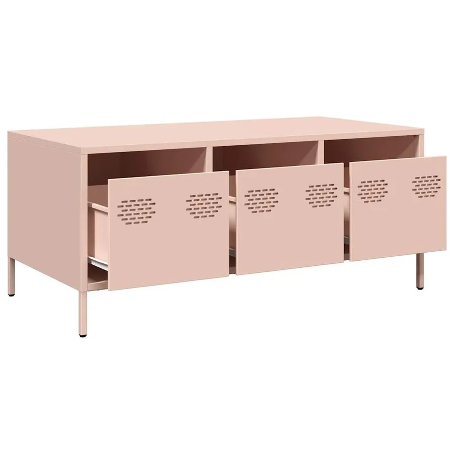 Table basse rose 101,5x50x43,5 cm acier laminé à froid - 5