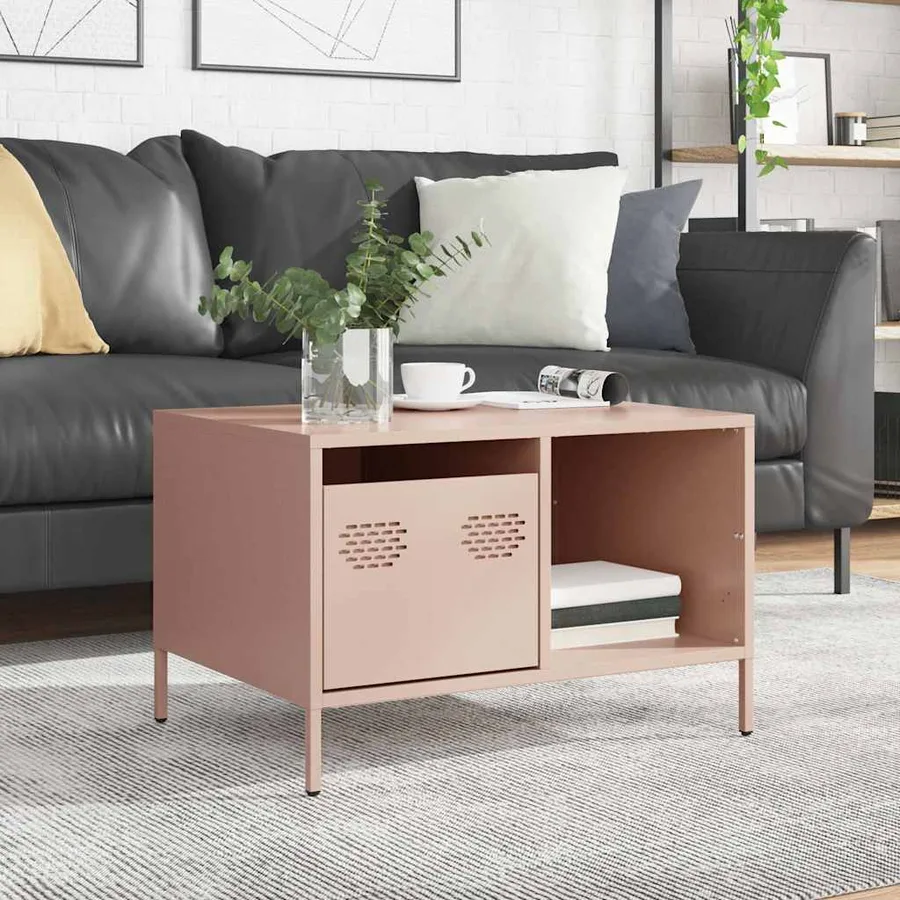 Table basse rose 68,5x50x43,5 cm acier laminé à froid - 3