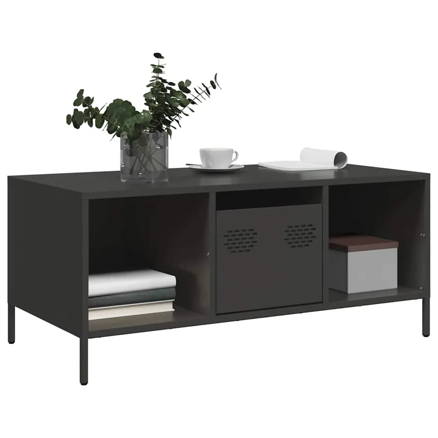 Table basse noir 101,5x50x43,5 cm acier laminé à froid - 3