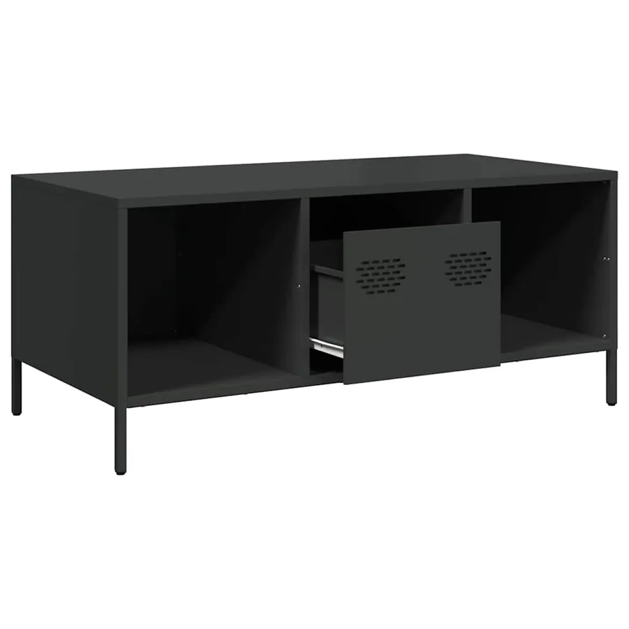 Table basse noir 101,5x50x43,5 cm acier laminé à froid - 5