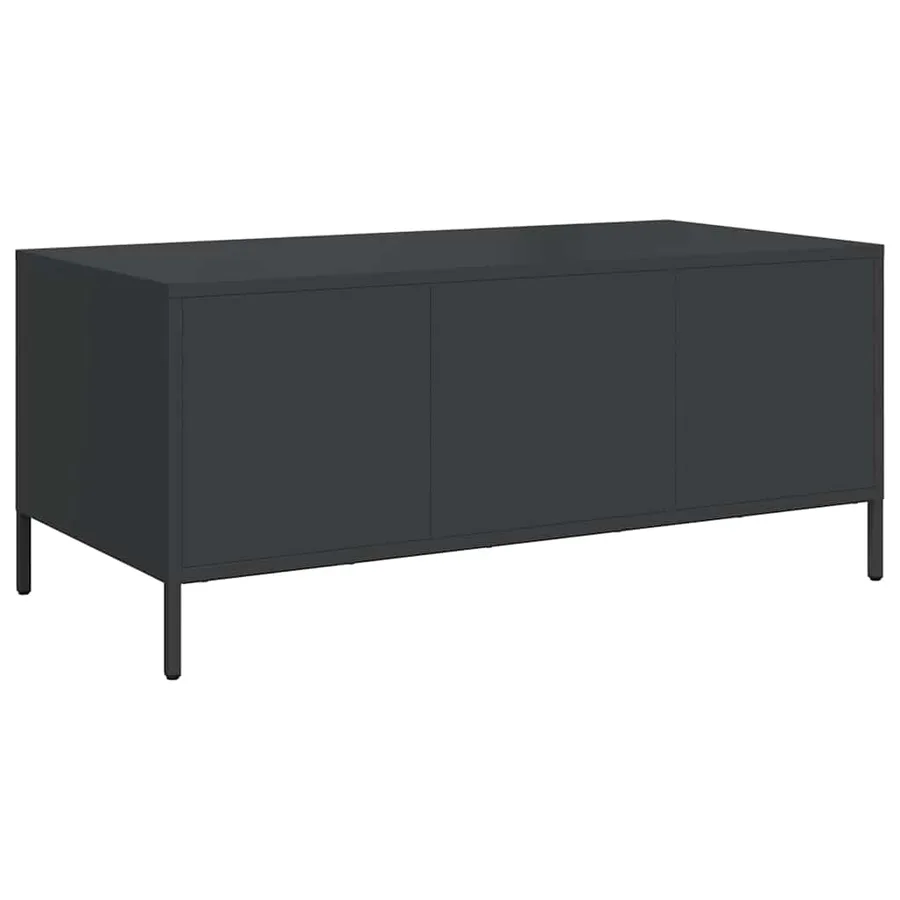 Table basse noir 101,5x50x43,5 cm acier laminé à froid - 7