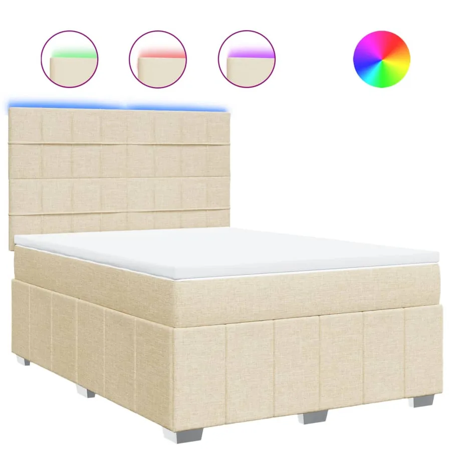 Sommier à lattes de lit avec matelas Crème 160x200 cm Tissu - 2
