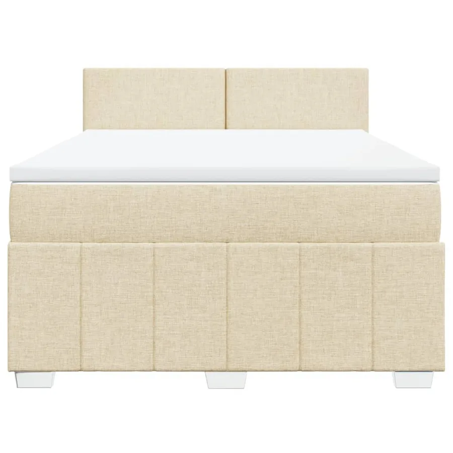 Sommier à lattes de lit avec matelas Crème 160x200 cm Tissu - 6