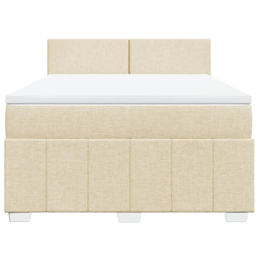 Sommier à lattes de lit avec matelas Crème 160x200 cm Tissu - 4