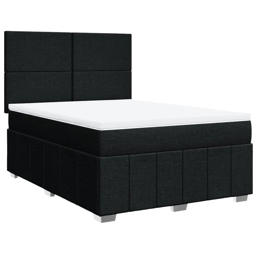 Sommier à lattes de lit avec matelas Noir 160x200 cm Tissu - 2
