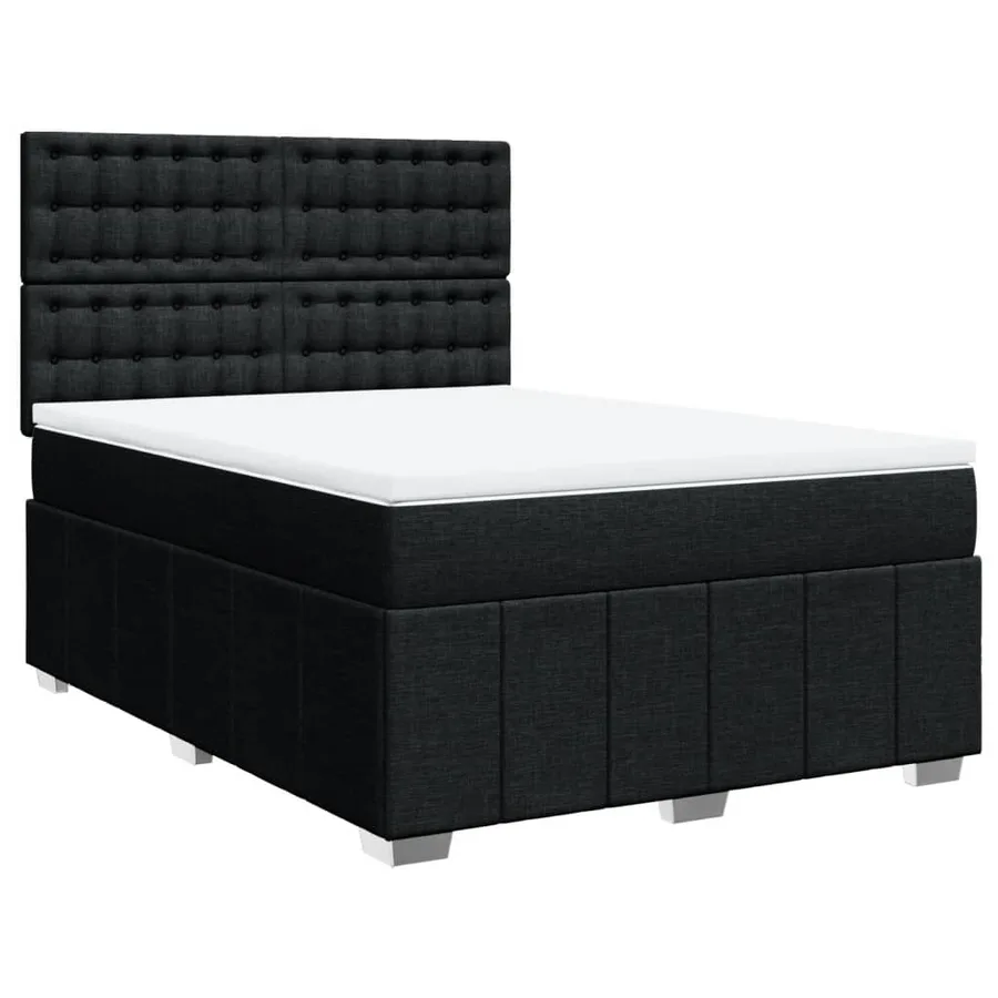 Sommier à lattes de lit avec matelas Noir 160x200 cm Tissu - 2