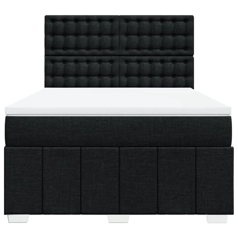 Sommier à lattes de lit avec matelas Noir 160x200 cm Tissu - 4