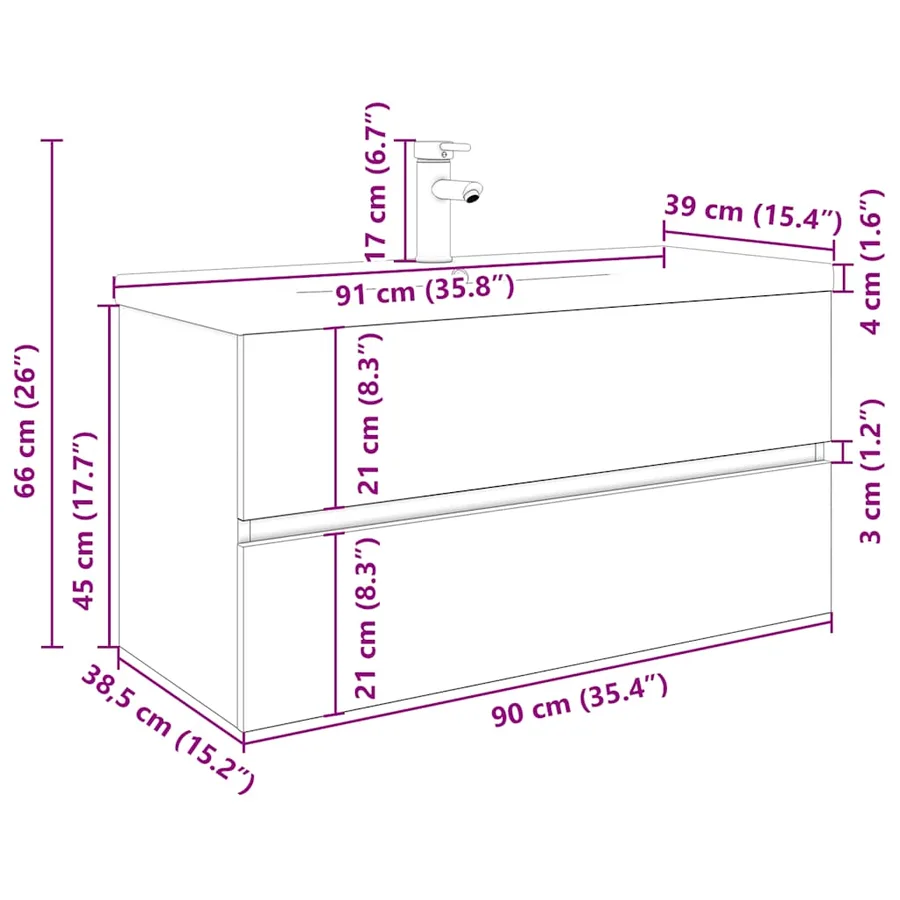 Meuble lavabo avec bassin et robinet intégrés vieux bois - 11