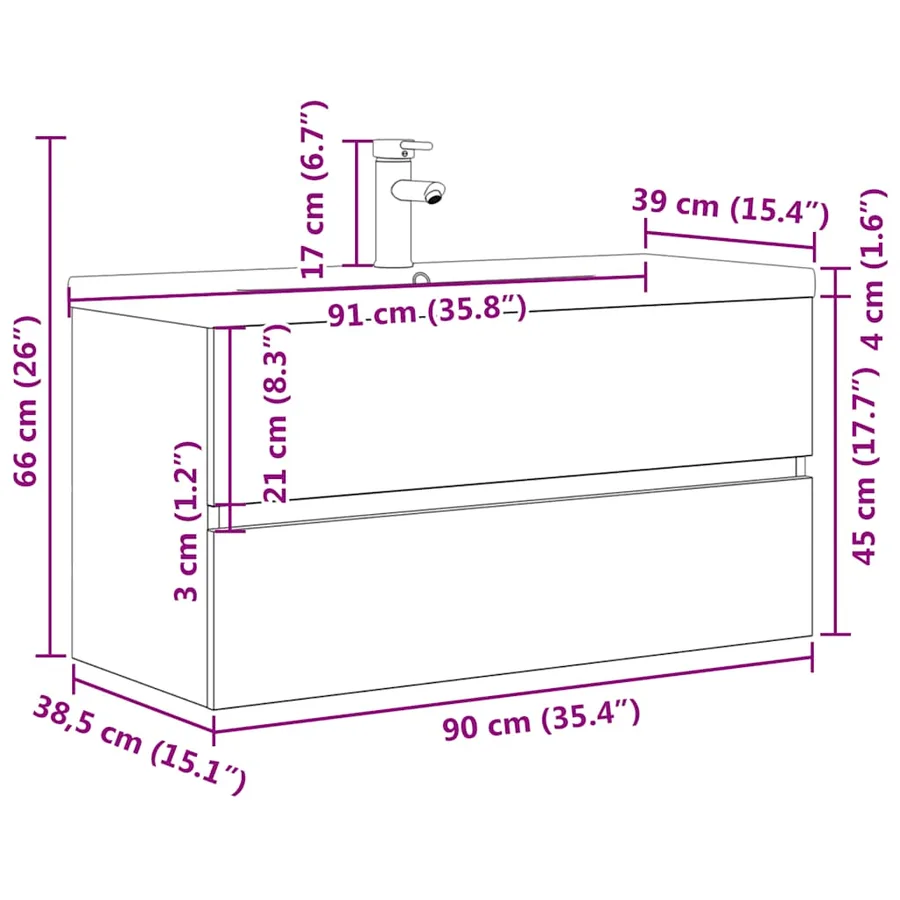 Ensemble de meubles de salle de bain 2 pcs gris béton - 11