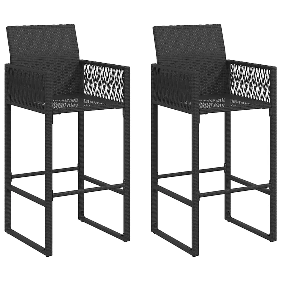 Ensemble de bar de jardin 3 pcs sans coussins noir poly rotin - 4